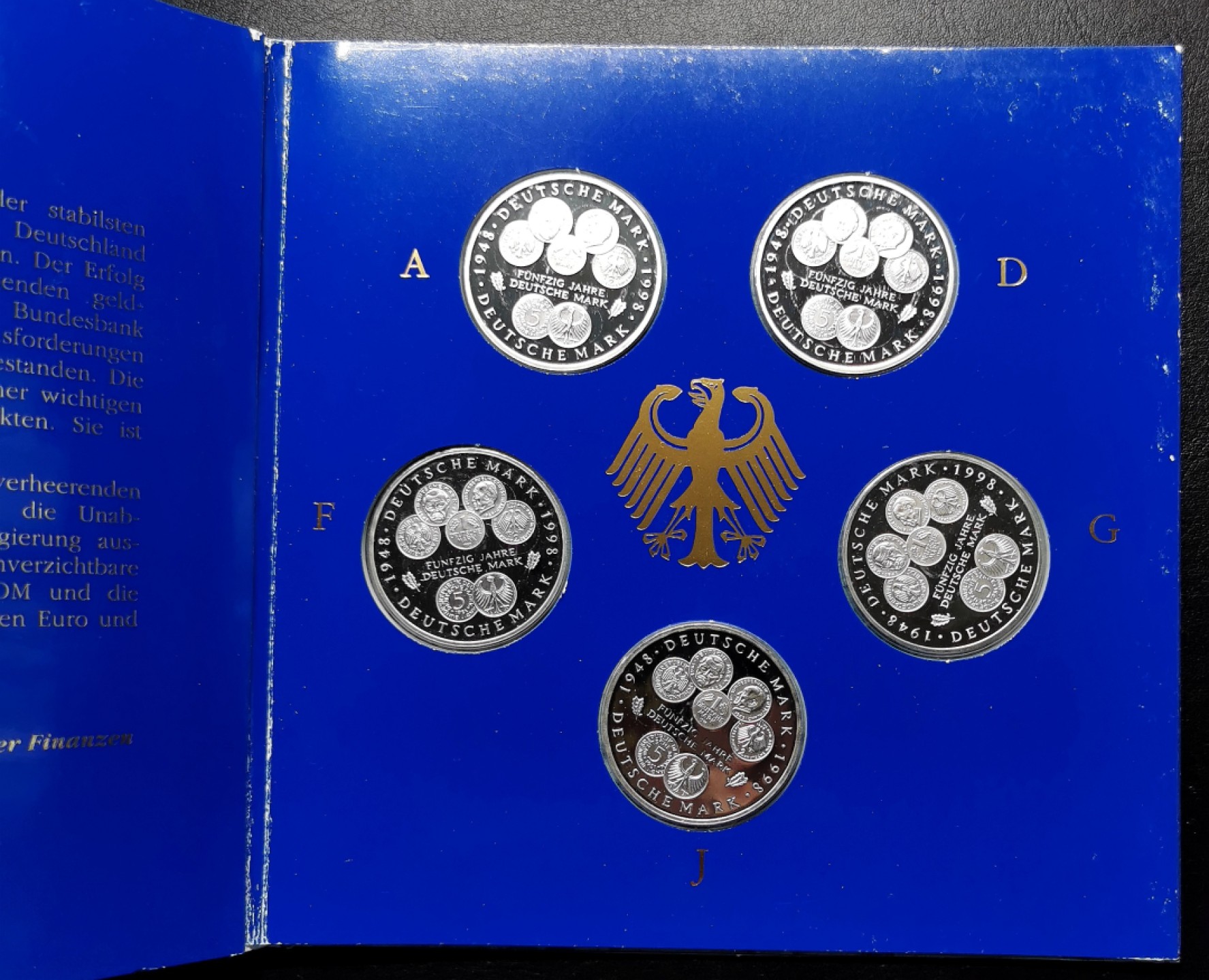 凡希社世界钱币微拍第二百十五期——德奥专场 1998德国纪念新马克发行50周年10马克银币五个版原厂塑封！