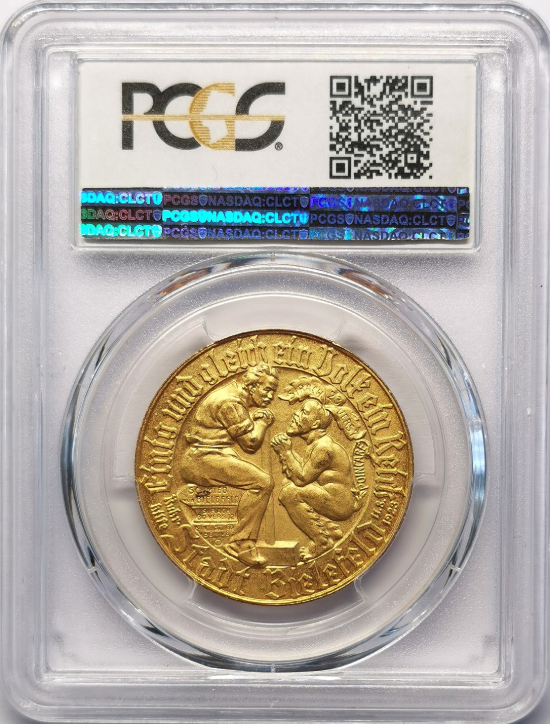 凡希社世界钱币微拍第二百十五期——德奥专场 1923比勒菲尔德镀金马克PCGS-MS64附原包装纸！