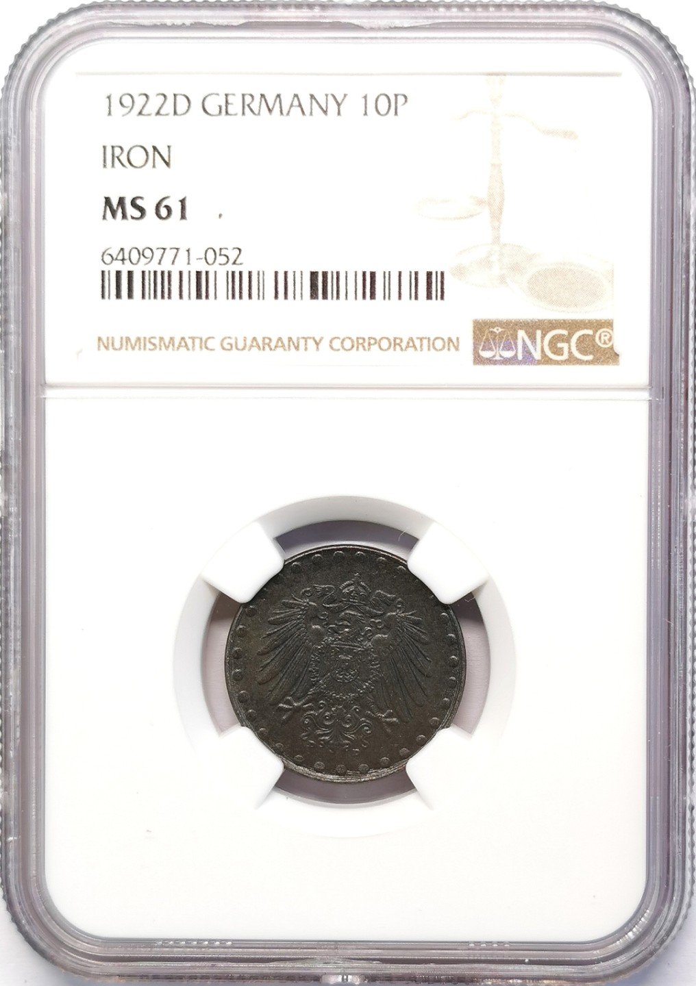 凡希社世界钱币微拍第二百十五期——德奥专场 1922德国10芬尼铁币NGC-MS61亚军分！