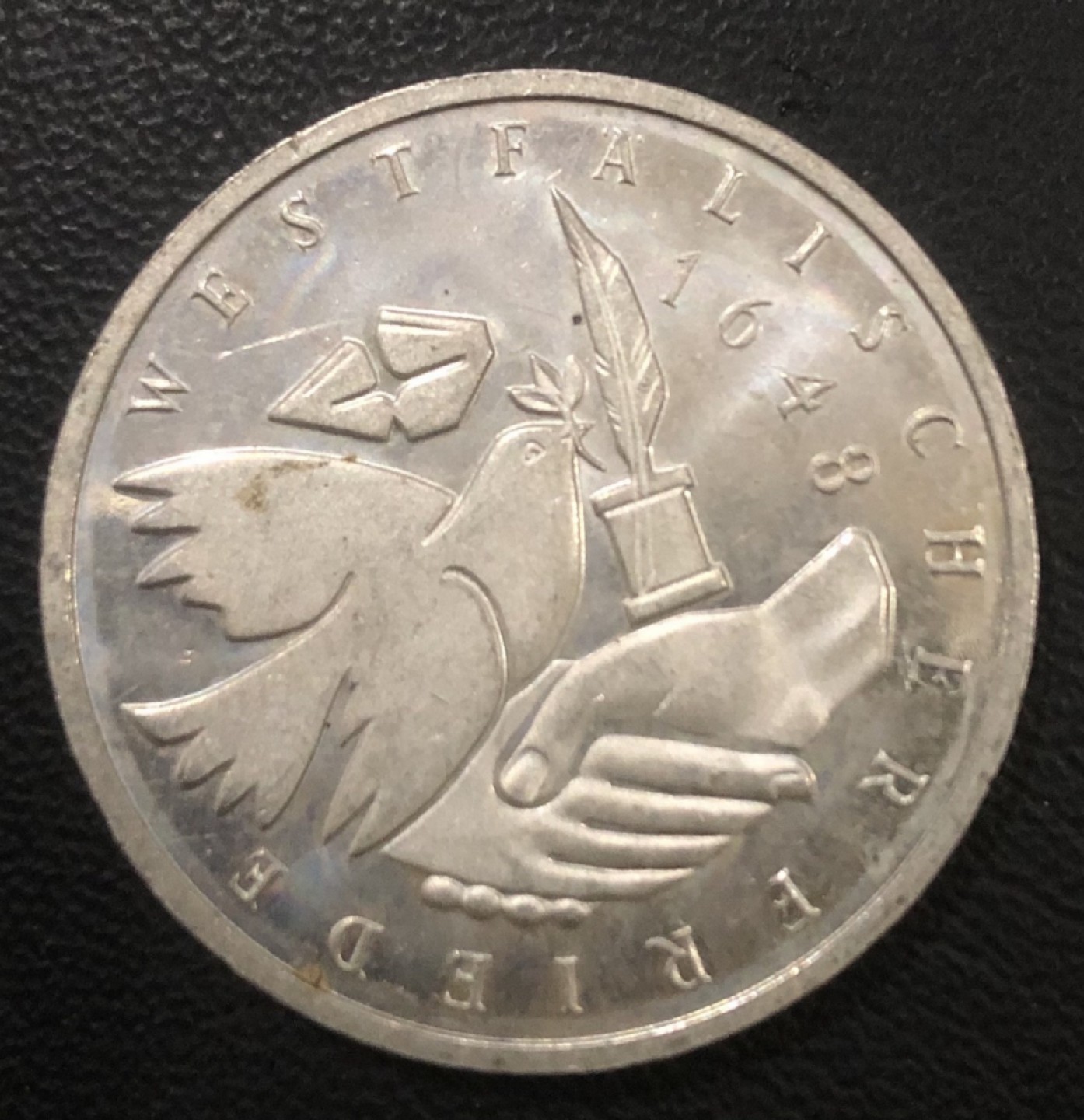 【保诚微拍】第36期  古今中外币章（部分评级）14号晚上七点半自动开拍！！！ 德国 1998年 J厂 威斯特法伦350周年 10马克 （15.5克 0.925银