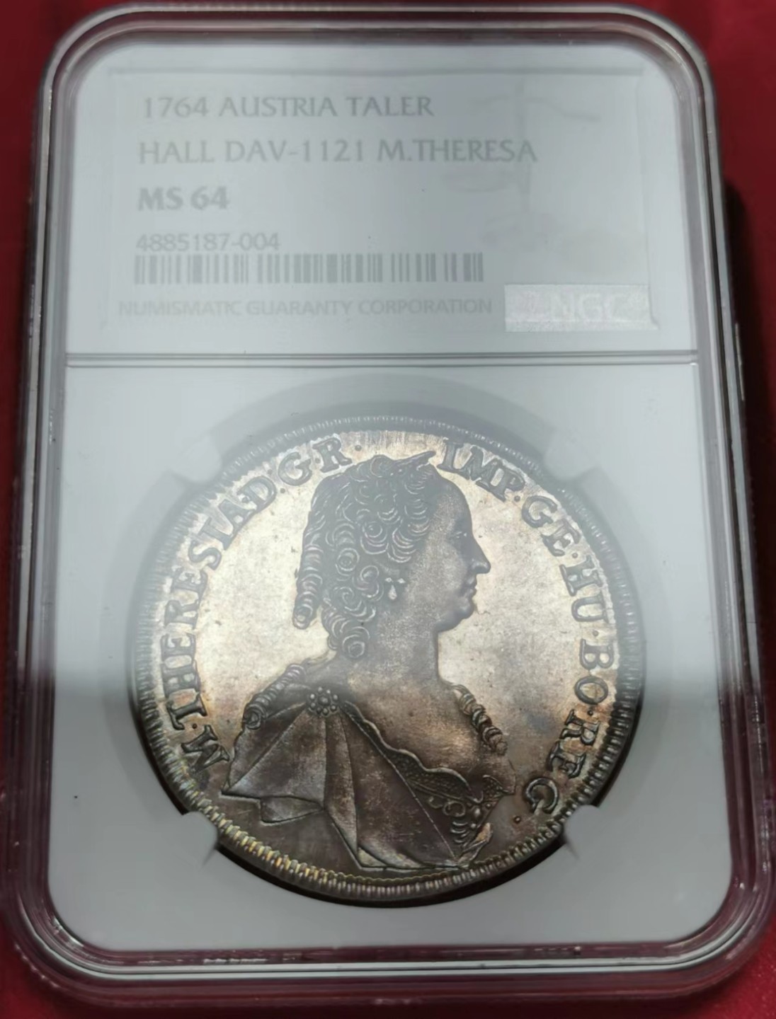 凡希社世界钱币微拍第二百十五期——德奥专场 荐！1763神罗玛利亚特蕾莎泰勒大银NGC-MS64初铸品五彩绝美！