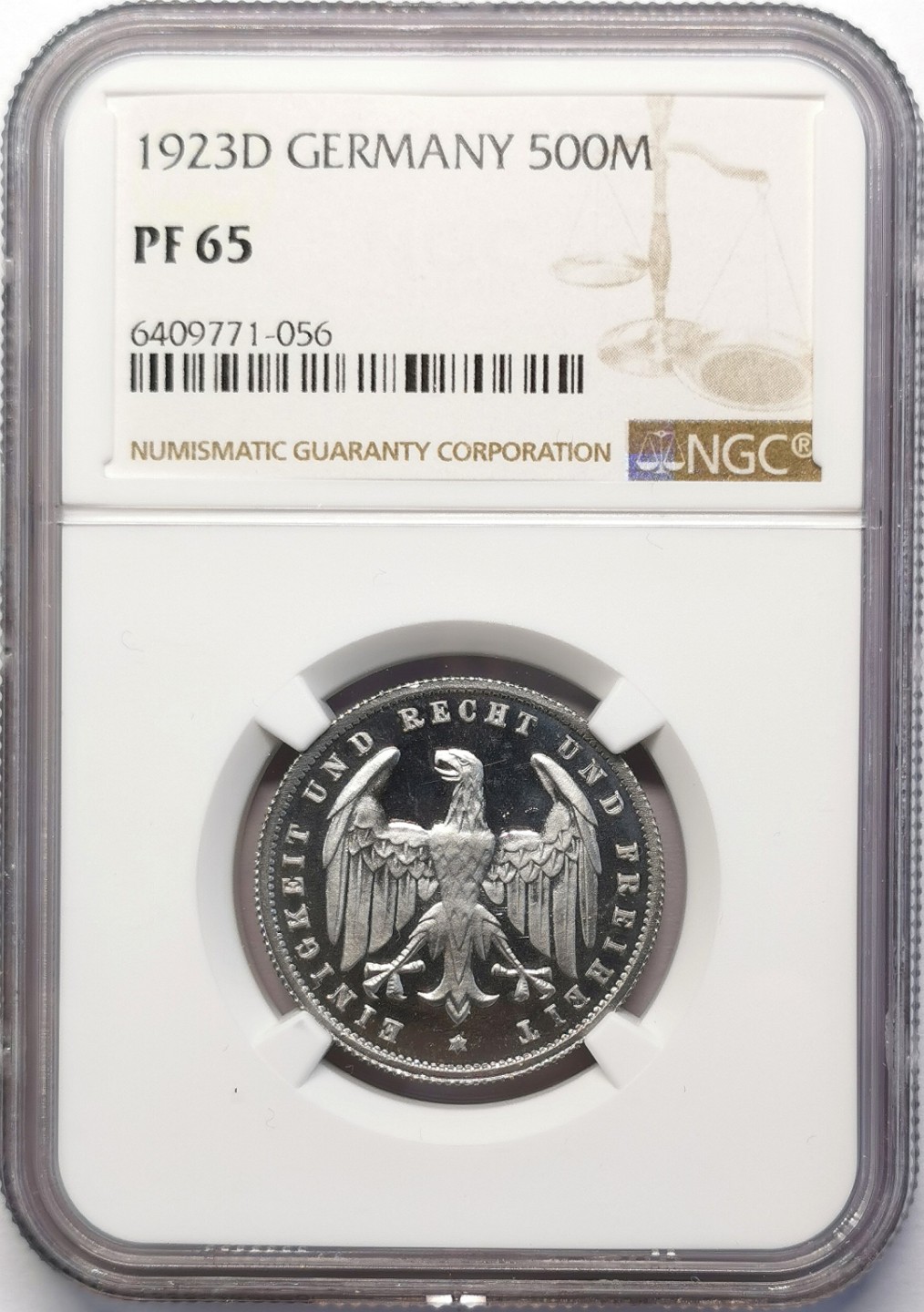 凡希社世界钱币微拍第二百十五期——德奥专场 1923魏玛德国500马克铝币NGC-PF65精铸稀见！