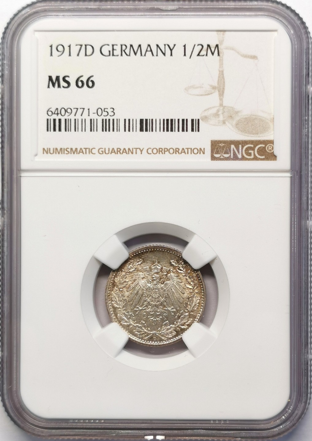 凡希社世界钱币微拍第二百十五期——德奥专场 1917德国1/2银马克NGC-MS66