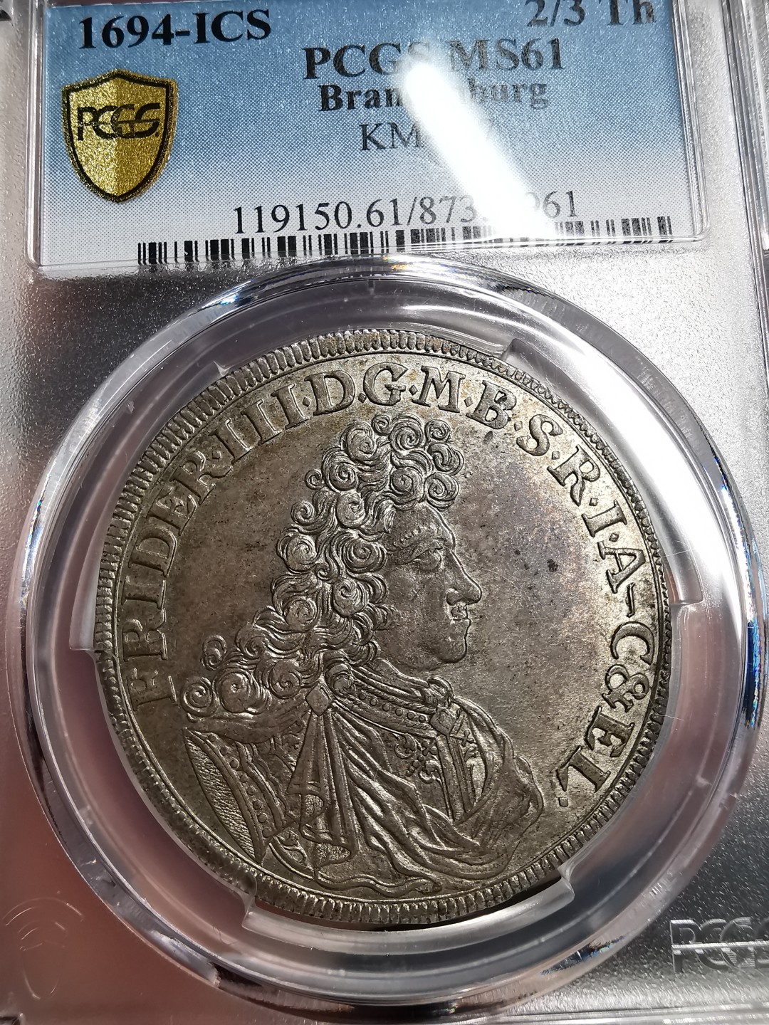 凡希社世界钱币微拍第二百十五期——德奥专场 荐！1694勃兰登堡公国腓特烈三世2/3泰勒PCGS-MS61略低评！
