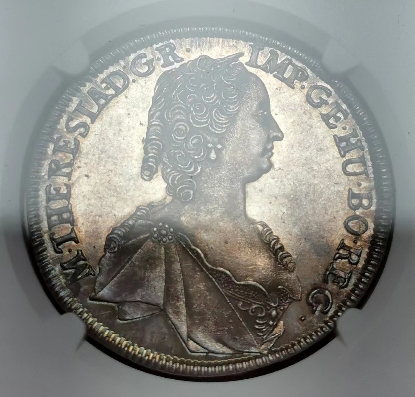 凡希社世界钱币微拍第二百十五期——德奥专场 荐！1763神罗玛利亚特蕾莎泰勒大银NGC-MS64初铸品五彩绝美！