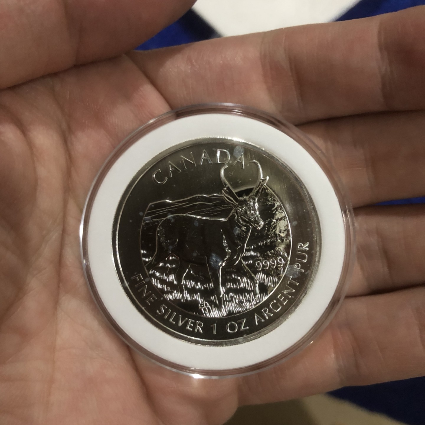 【保诚微拍】第36期  古今中外币章（部分评级）14号晚上七点半自动开拍！！！ 【投资银币】加拿大 2013年 野生动物-羚羊 投资银币（1盎司31.1克，0.9999银） 全品 轻微白斑