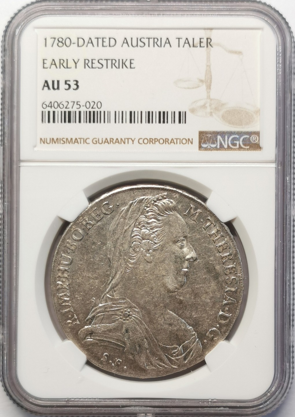 凡希社世界钱币微拍第二百十五期——德奥专场 1780特蕾莎泰勒NGC-AU53早期后铸