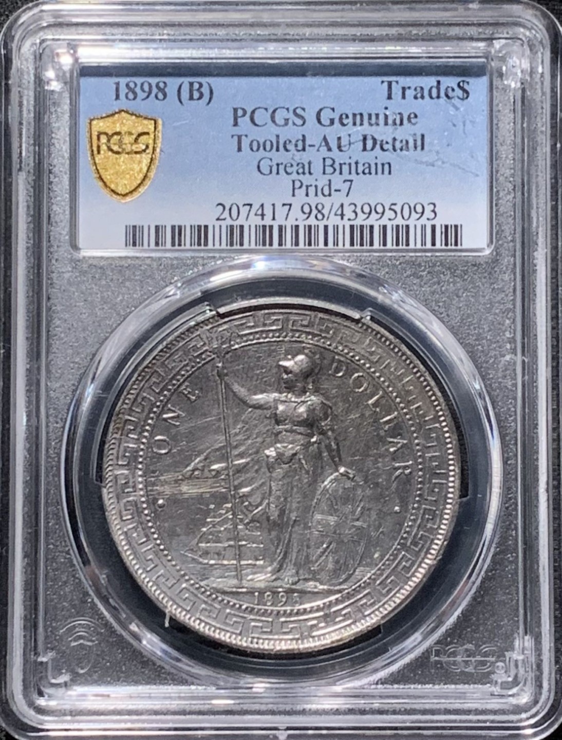 紫瑗钱币——第216期拍卖 英国 1898年 B版 贸易银元 站洋 1元 银币 PCGS AU Detail