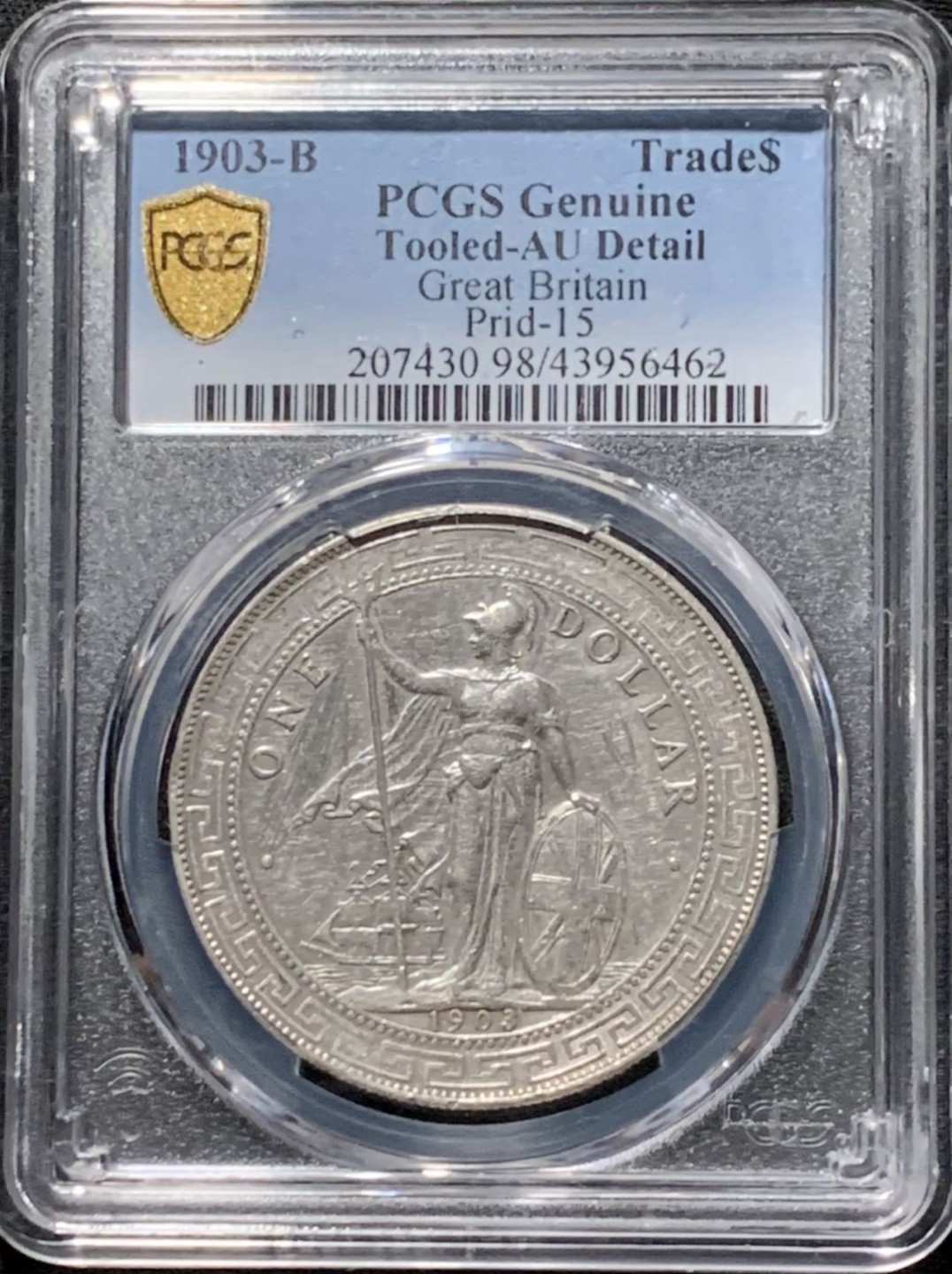 紫瑗钱币——第216期拍卖 英国 1903年 B版 贸易银元 站洋 1元 银币 PCGS AU Detail
