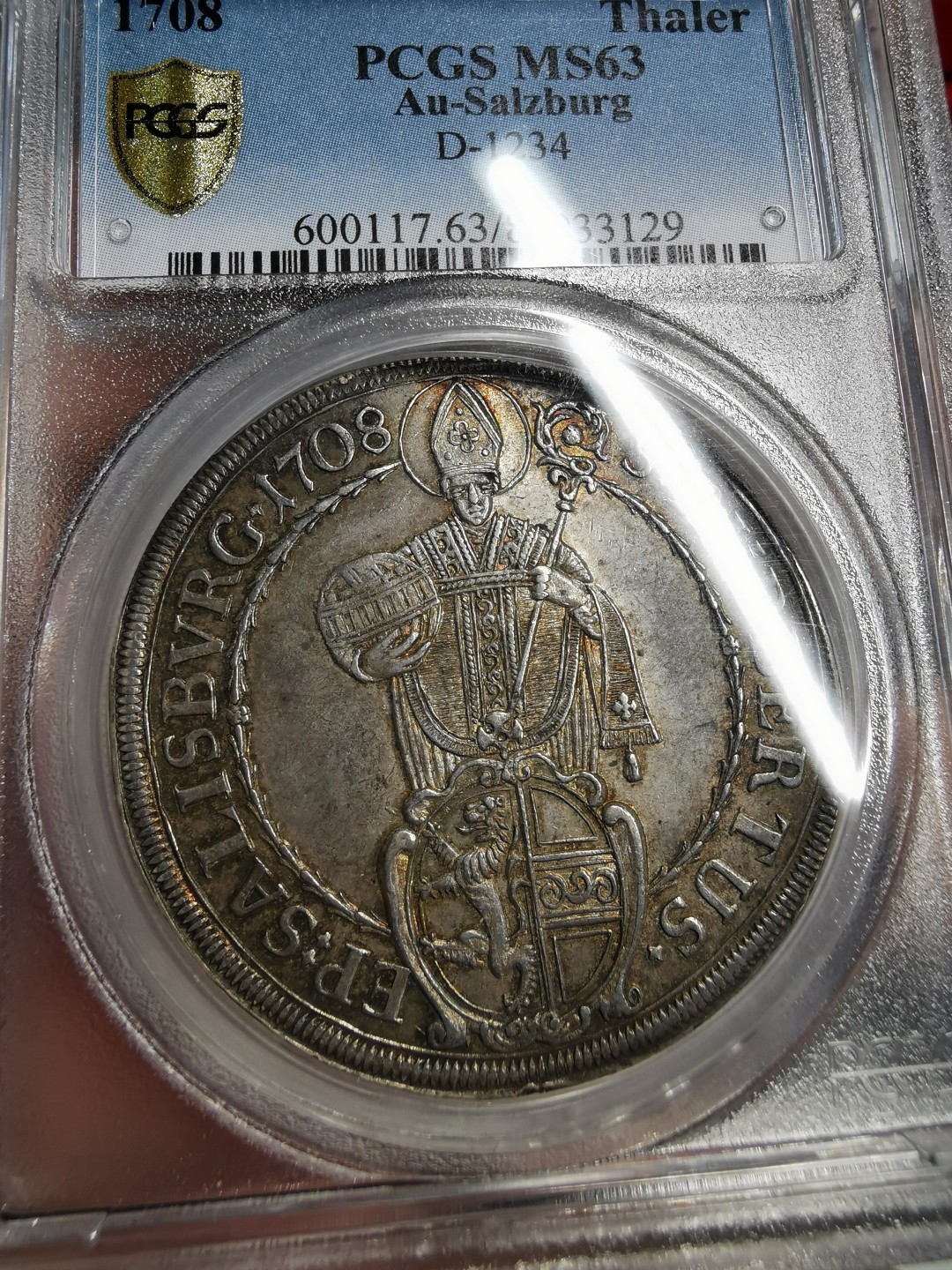 凡希社世界钱币微拍第二百十五期——德奥专场 1708萨尔茨堡约翰恩斯特主教泰勒PCGS-MS63淡金彩收藏级！