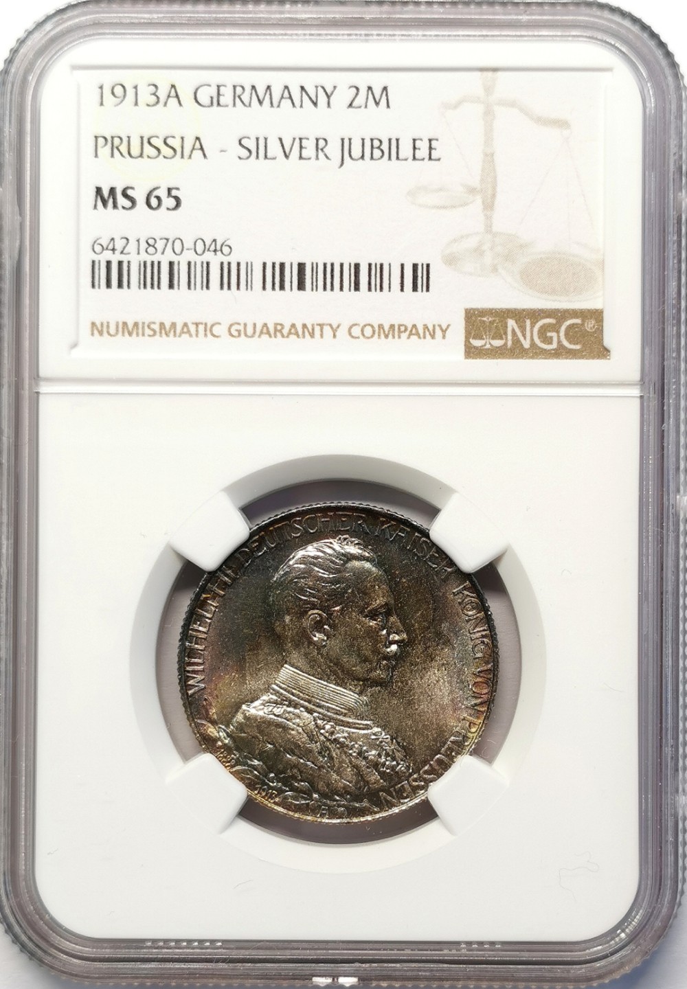 凡希社世界钱币微拍第二百十五期——德奥专场 1913普鲁士威廉加冕纪念2马克NGC-MS65