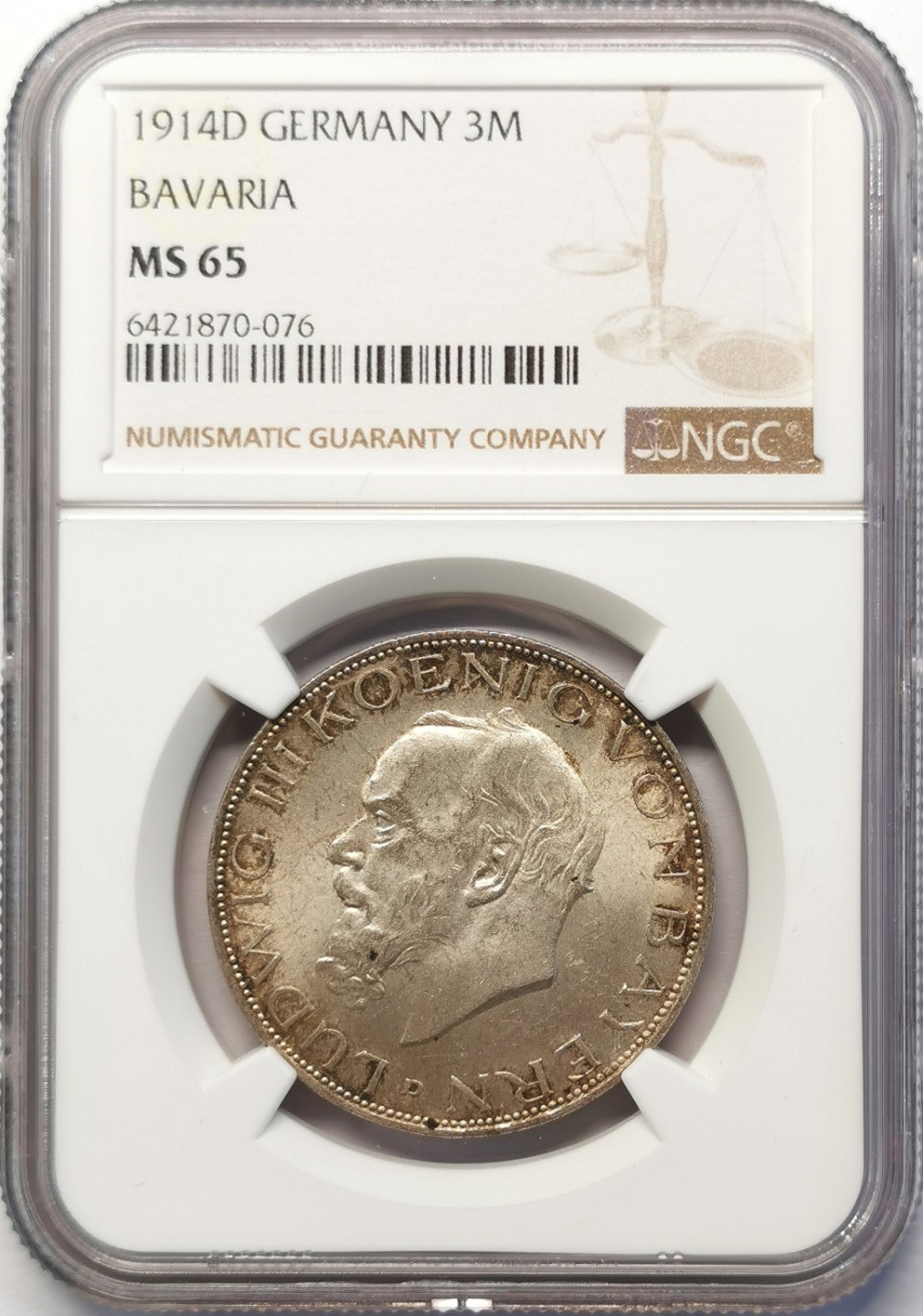 凡希社世界钱币微拍第二百十五期——德奥专场 1914巴伐利亚3马克NGC-MS65