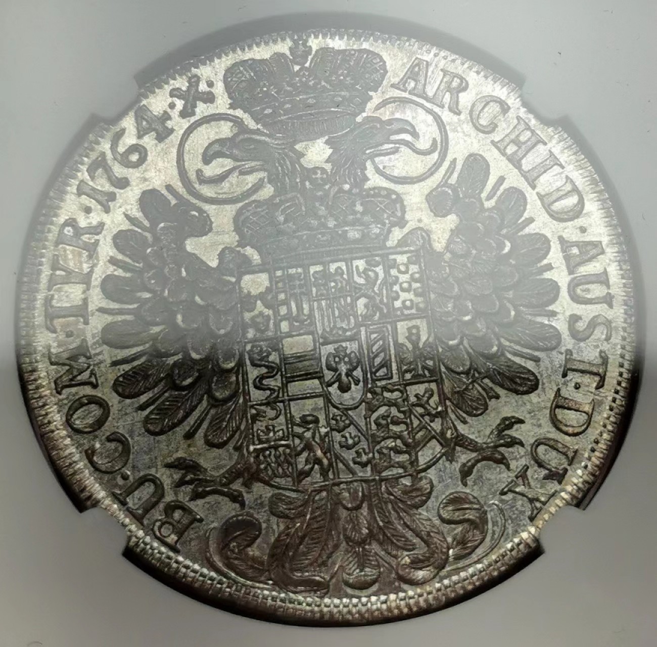 凡希社世界钱币微拍第二百十五期——德奥专场 荐！1763神罗玛利亚特蕾莎泰勒大银NGC-MS64初铸品五彩绝美！