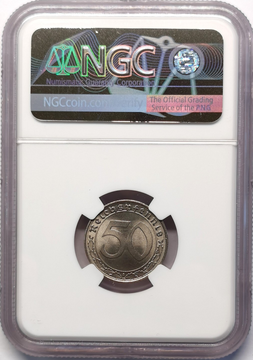 凡希社世界钱币微拍第二百十五期——德奥专场 1939德国50芬尼纯镍币NGC-MS66