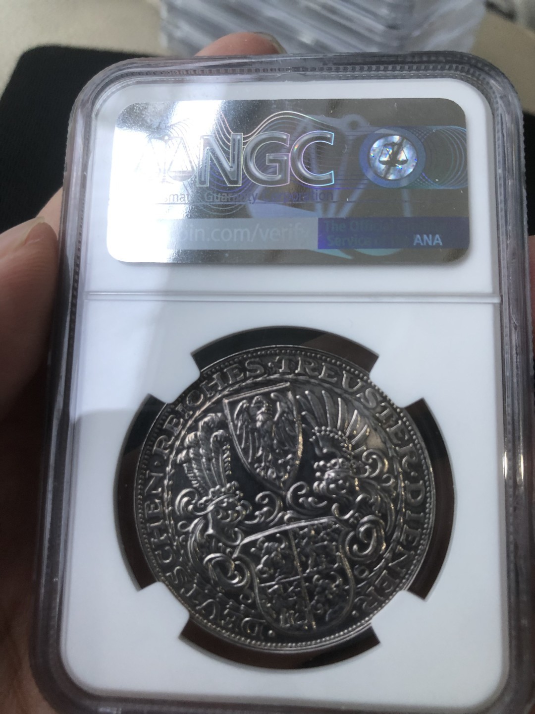 【保诚微拍】第36期  古今中外币章（部分评级）14号晚上七点半自动开拍！！！ 【NGC UNC】1927年德国兴登堡元帅五马克纪念银币  纪念章 银章