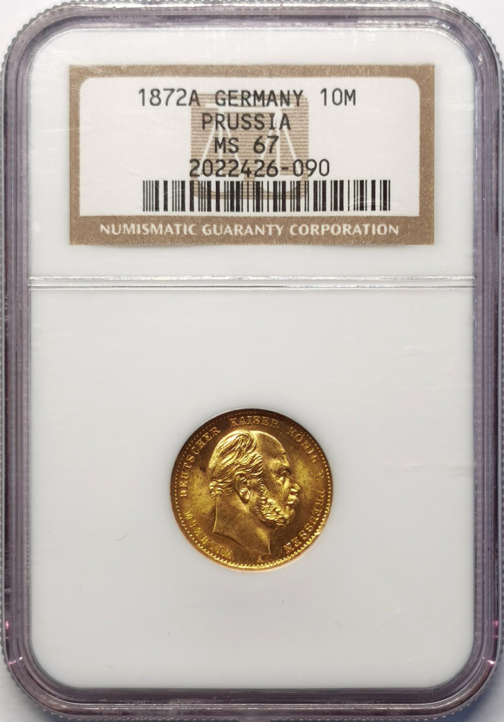 凡希社世界钱币微拍第二百十五期——德奥专场 1872普鲁士10马克金币短翅鹰NGC-MS67超高分！