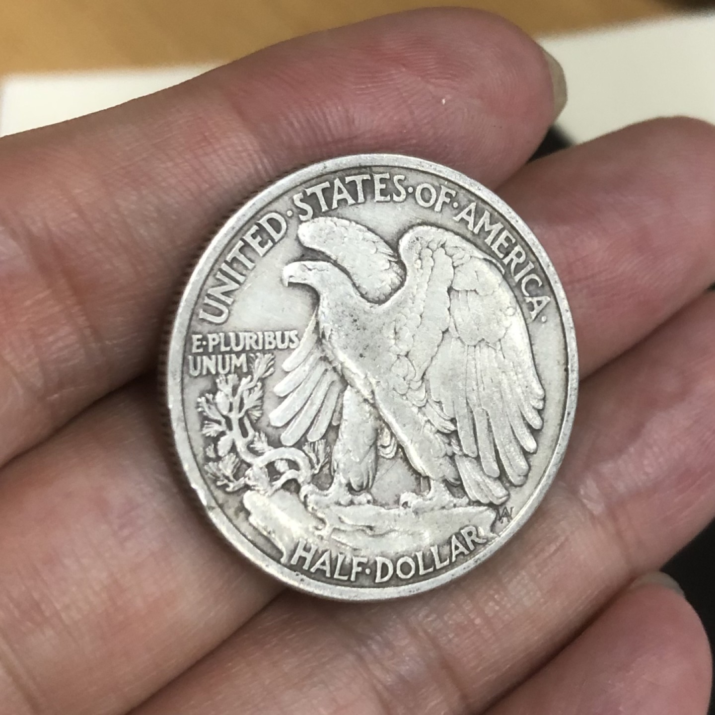 【保诚微拍】第36期  古今中外币章（部分评级）14号晚上七点半自动开拍！！！ 美国 1943年 行走女神 半美元 50美分 银币（13克 0.9银）好品 