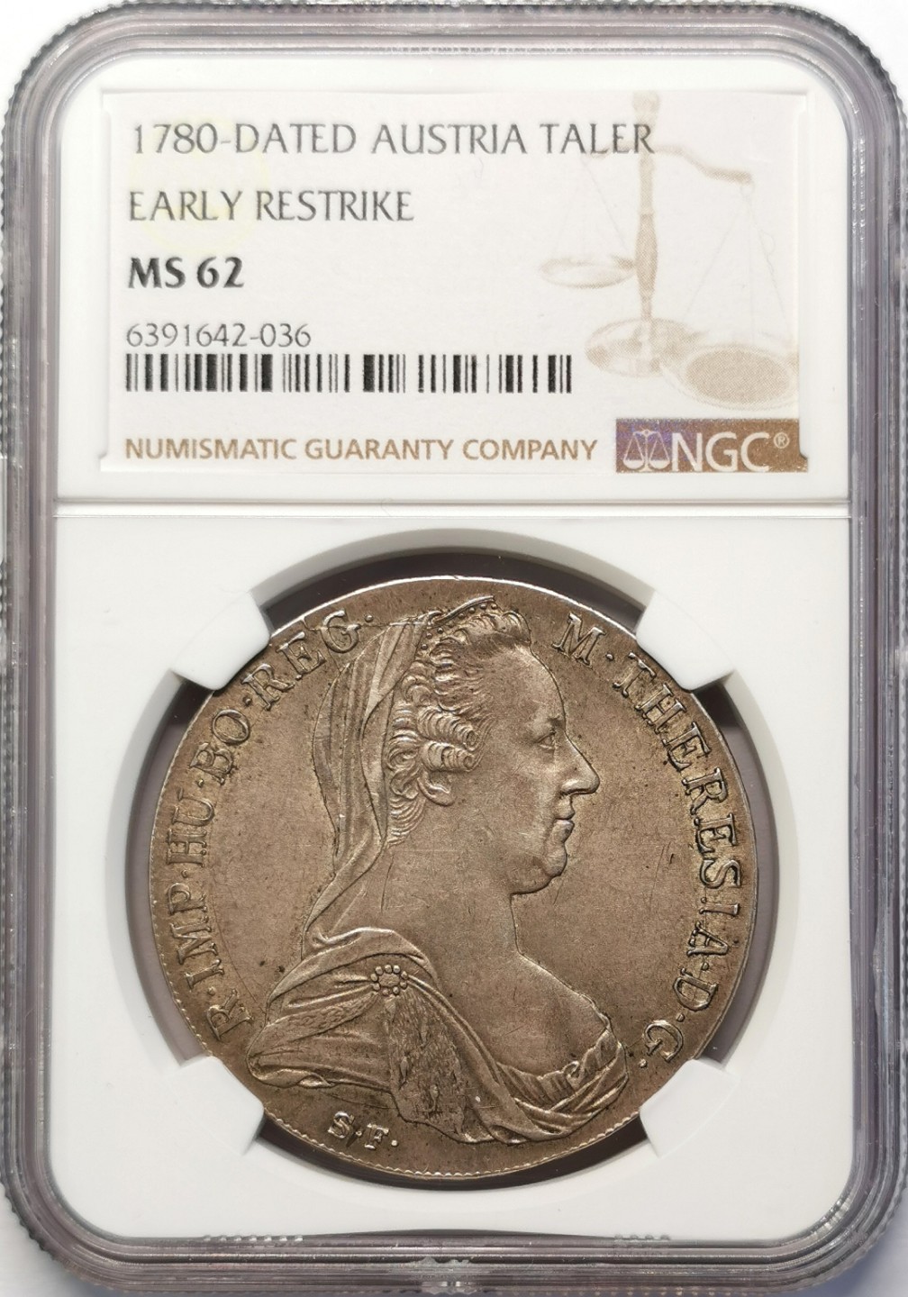 凡希社世界钱币微拍第二百十五期——德奥专场 1780奥地利特蕾莎泰勒大银NGC-MS62早期后铸