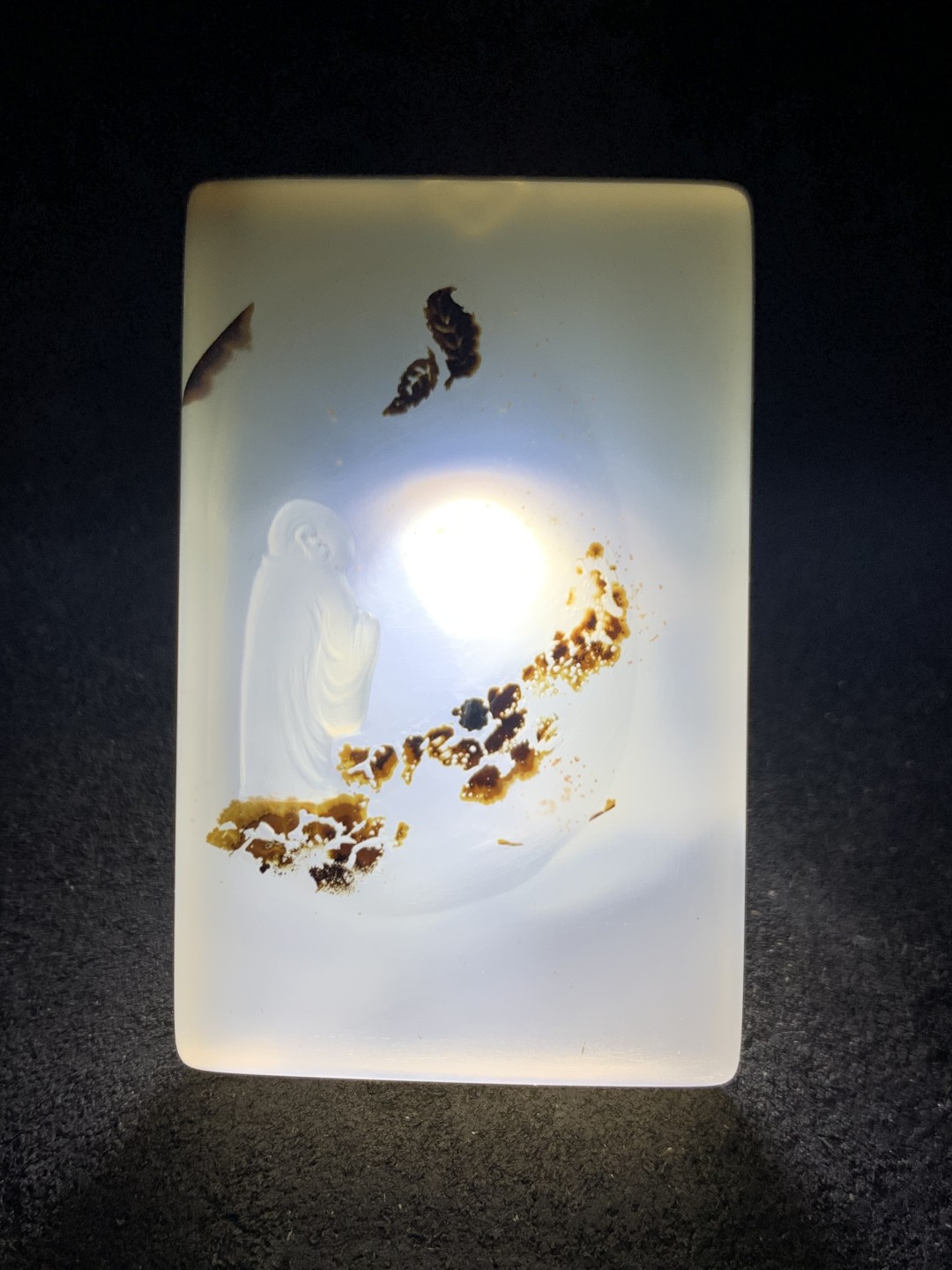 精美高玉化马达加斯加海洋玉髓俏色巧雕一叶成佛牌子一个！