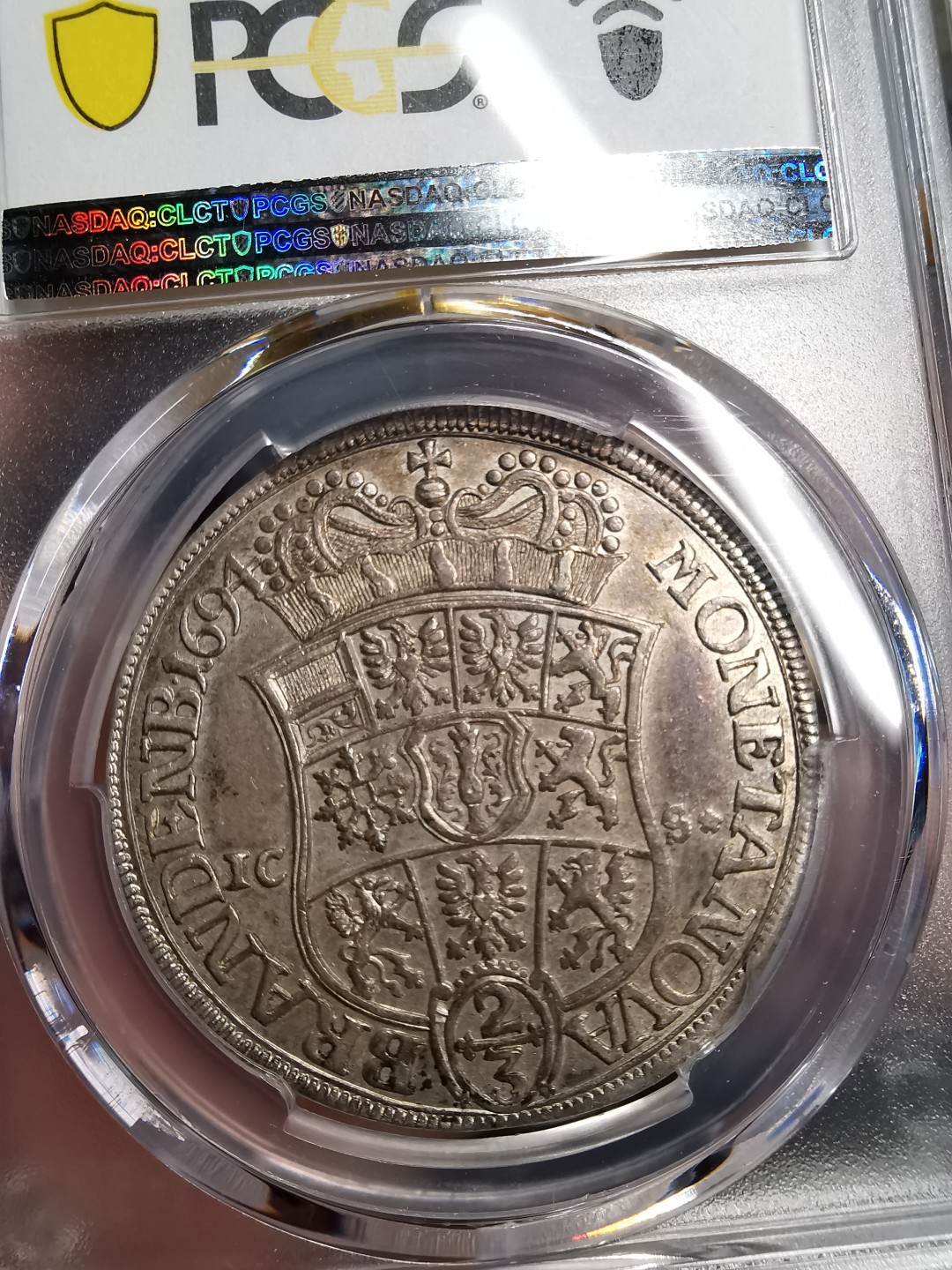 凡希社世界钱币微拍第二百十五期——德奥专场 荐！1694勃兰登堡公国腓特烈三世2/3泰勒PCGS-MS61略低评！