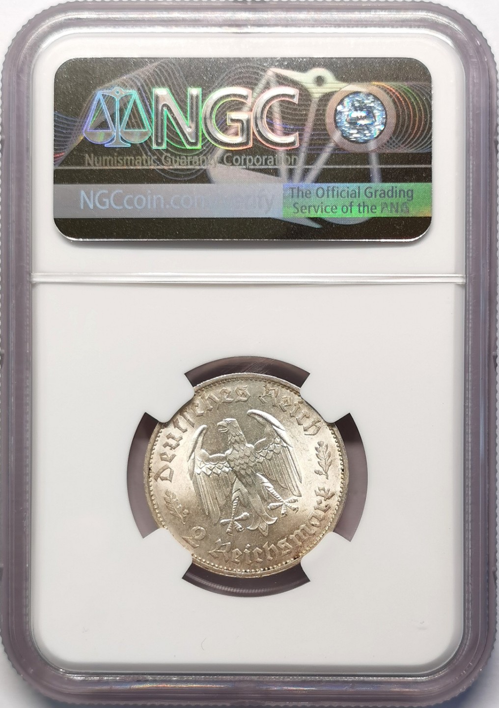 凡希社世界钱币微拍第二百十五期——德奥专场 1934德国席勒2马克银币NGC-MS64光泽柔美！