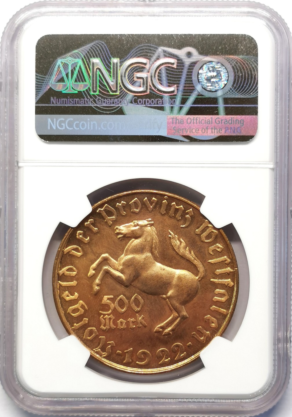 凡希社世界钱币微拍第二百十五期——德奥专场 1922威斯特伐利亚马币500马克NGC-MS66