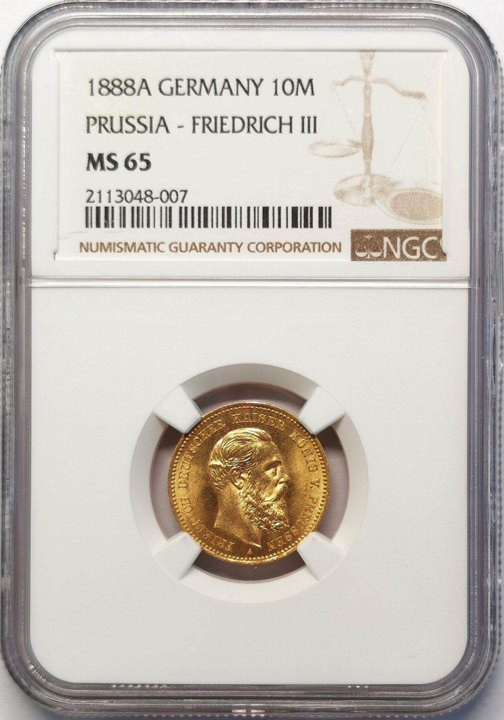 凡希社世界钱币微拍第二百十五期——德奥专场 1888普鲁士三皇之年10马克金币NGC-MS65
