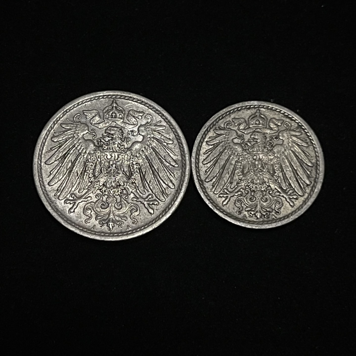 外国硬币0元起拍（6） 德国1917年德意志第二帝国长翅5，10芬尼