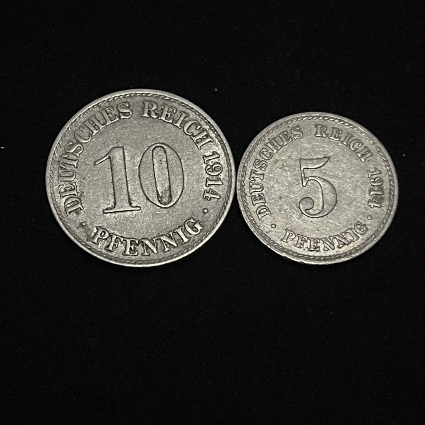 外国硬币0元起拍（6） 德国1917年德意志第二帝国长翅5，10芬尼