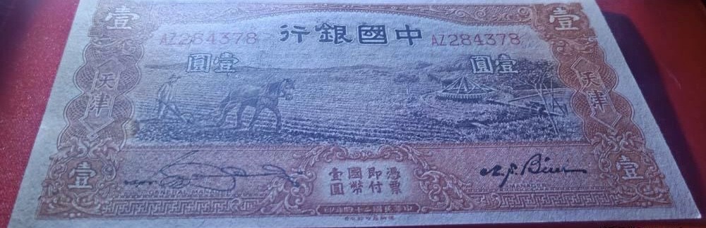 小骏钱币 中国银行壹元马拉犁