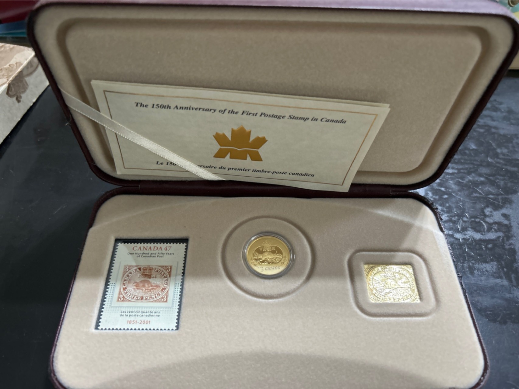 收藏联盟Quantum Auction 第201期拍卖 硬币场 加拿大邮票发行150周年 纪念邮票和镀金银币礼盒装祯