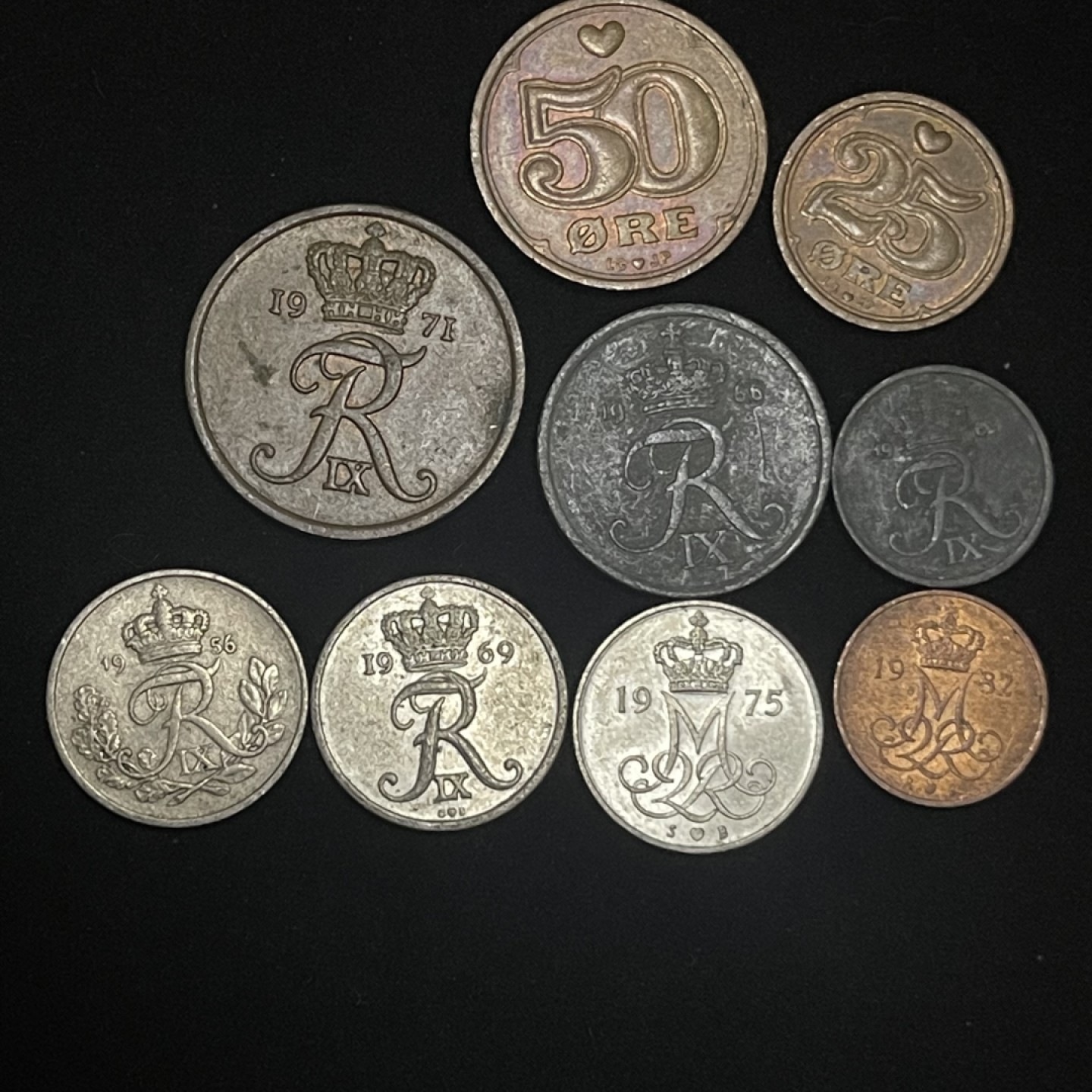 外国硬币0元起拍（7） 丹麦硬币9枚