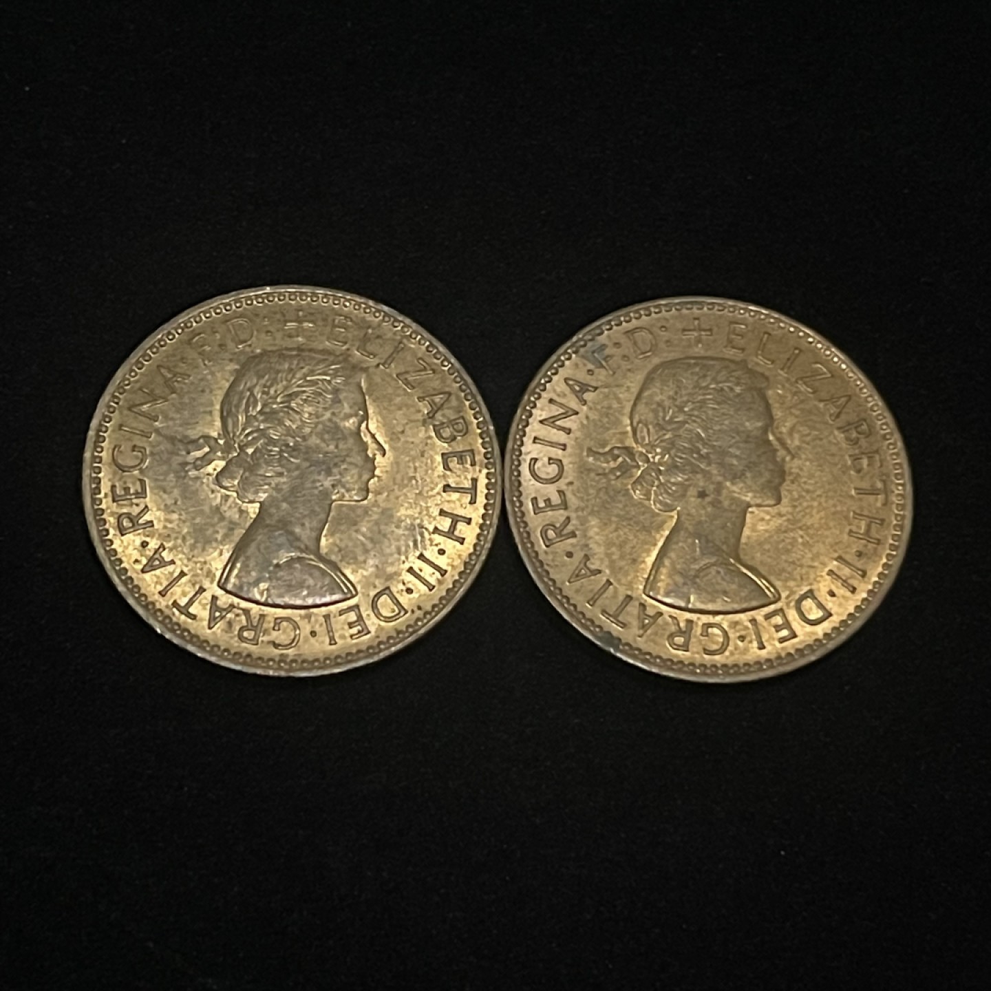 外国硬币0元起拍（7） 1965，1967伊丽莎白半便士 帆船