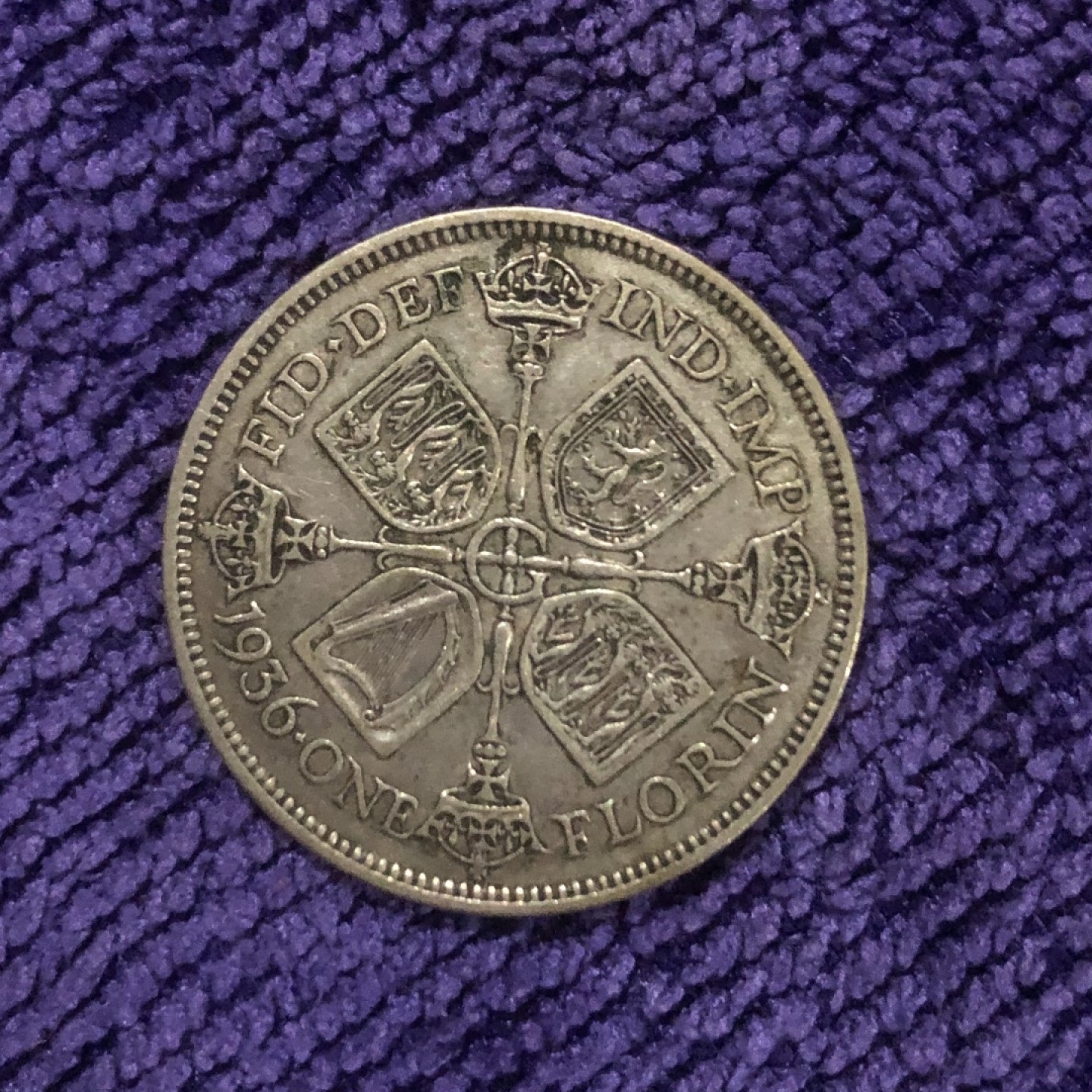 【保诚微拍】第36期  古今中外币章（部分评级）14号晚上七点半自动开拍！！！ 英国 乔治五世 1936年 弗洛林（2先令）银币 （11.2克，0.5银）流通好品！！！