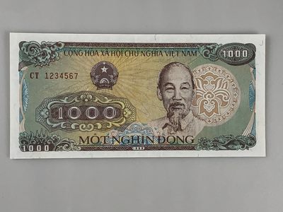 【三泉🏦Quan Se】拍卖⚖️第4期-【越南1951-1994纸币专场】 - 越南1988年版早期1000盾 UNC【号码：1234567】