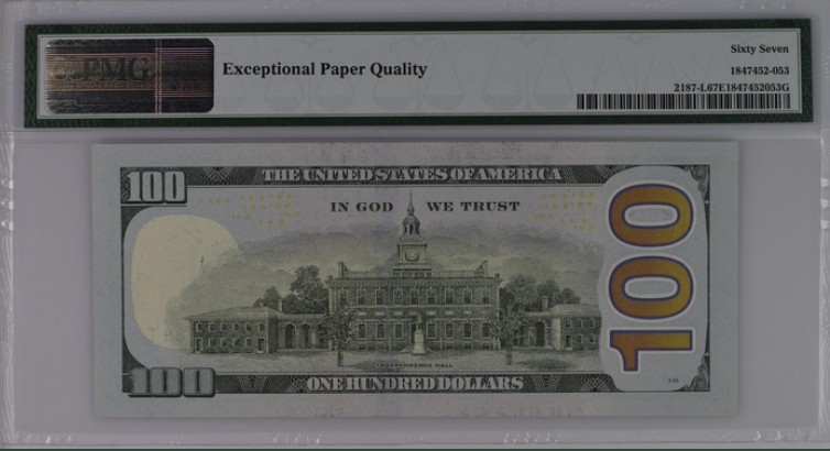 收藏联盟Quantum Auction 第199期拍卖  美国2009年联邦储备券100元 PMG67 号码无4且是豹子号888