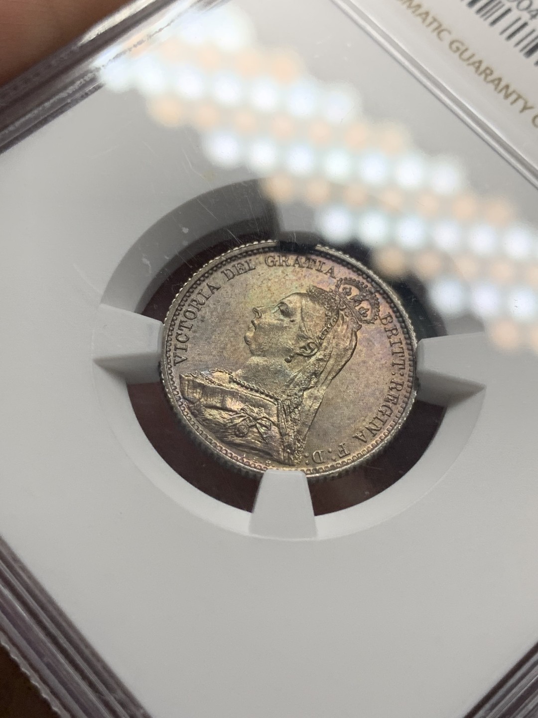 《竞宝斋》第106场-周日，周一 2场连拍（全场包邮） NGC-MS63+ 英国1887年6便士，包浆漂亮，好币