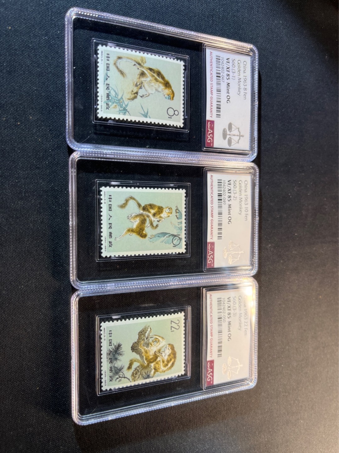 洪涛臻品 精选邮票限时拍卖第五十五期 特60金丝猴新全 ASG85同分一套OG，人气套票，背胶白润，爱不释手，最严格时期出分，喜欢不要错过。ASG评级处于初级阶段，未来市场潜力巨大，注意提前囤精品货