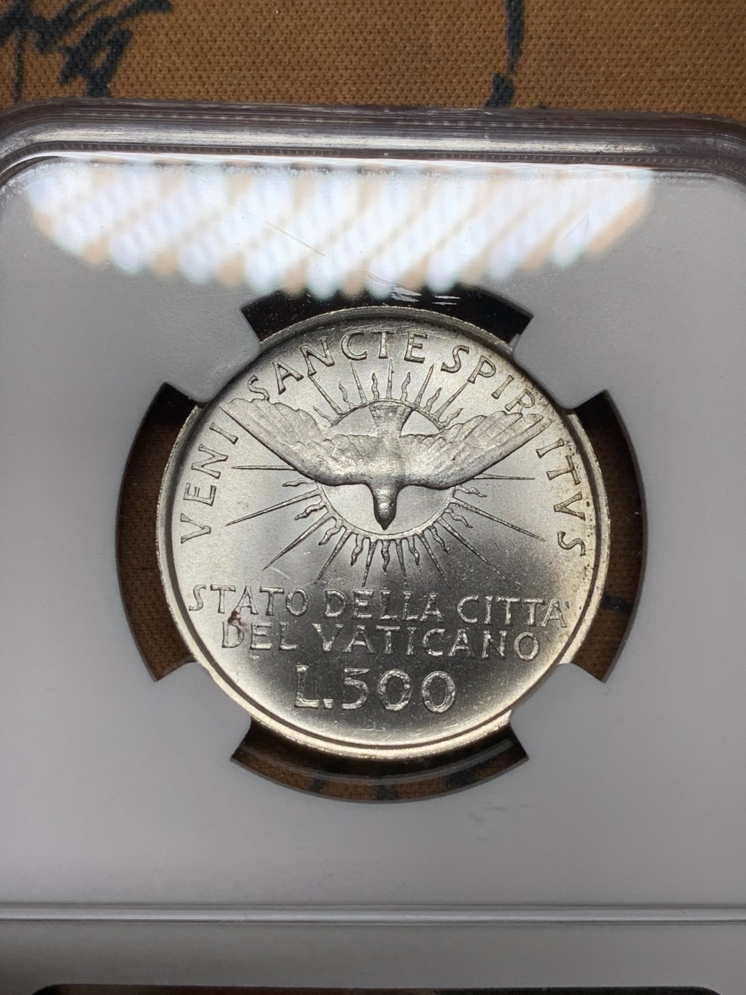 《竞宝斋》第106场-周日，周一 2场连拍（全场包邮） NGC MS64 梵蒂冈1963年缺位500里拉银币