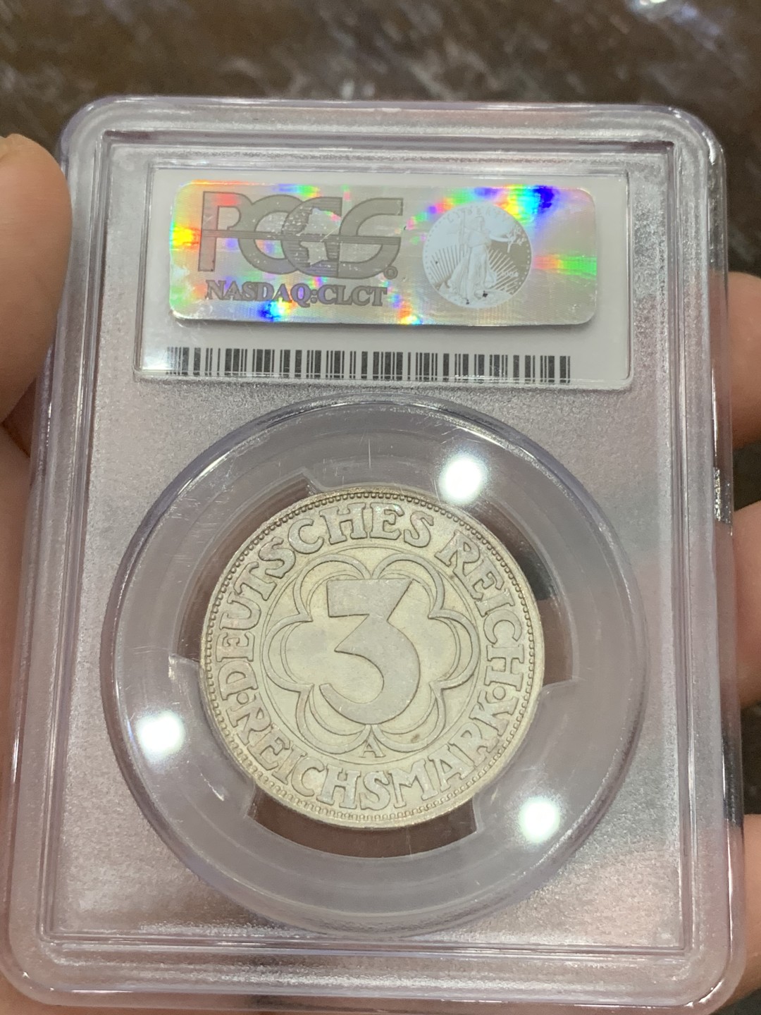 《竞宝斋》第106场-周日，周一 2场连拍（全场包邮） PCGS MS65 德国1927年魏玛诺德豪森纪念3马克银币，原光高分