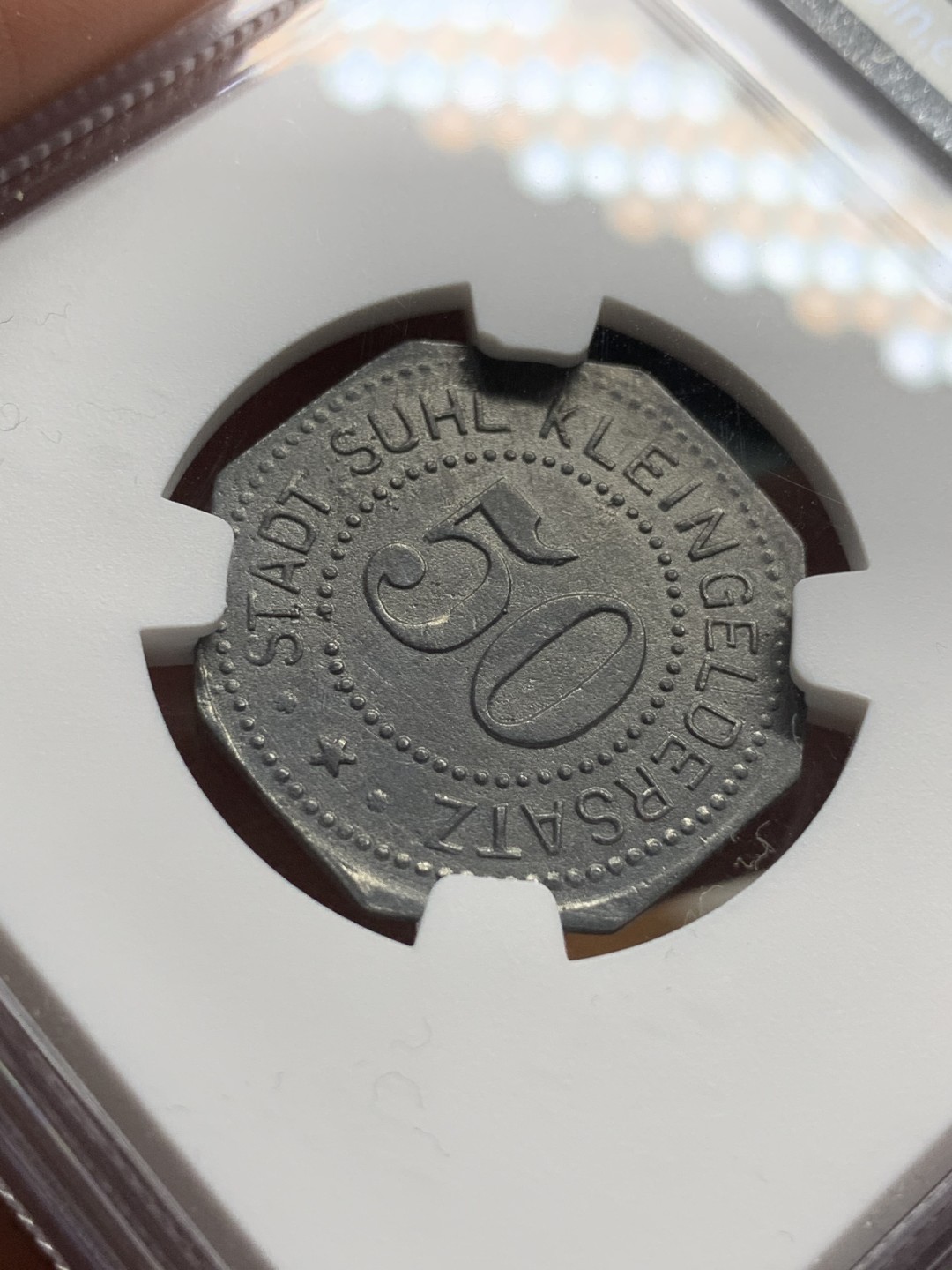 《竞宝斋》第106场-周日，周一 2场连拍（全场包邮） NGC MS62 德国 德紧 1917年 苏尔50芬妮 锌币