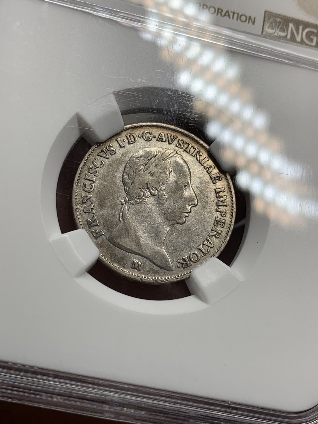 《竞宝斋》第106场-周日，周一 2场连拍（全场包邮） NGC VF35 奥属意大利伦巴第1824年 1里拉银币 细节清晰，少见品种