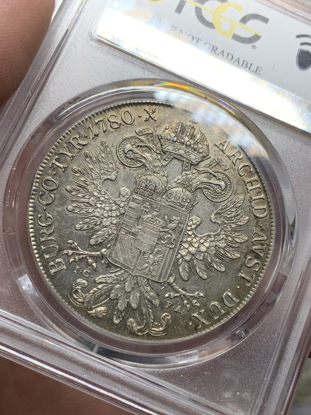 《竞宝斋》第106场-周日，周一 2场连拍（全场包邮） PCGS AU 1780大奶妈泰勒，维也纳IC-FA原铸，达文波特编号Dav-1117，味道一流