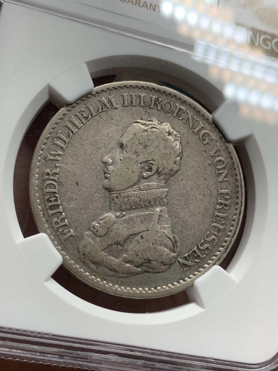 《竞宝斋》第106场-周日，周一 2场连拍（全场包邮） NGC-VF30 德国普鲁士 1818年 威廉三世 1泰勒银币 原味好品 好年份