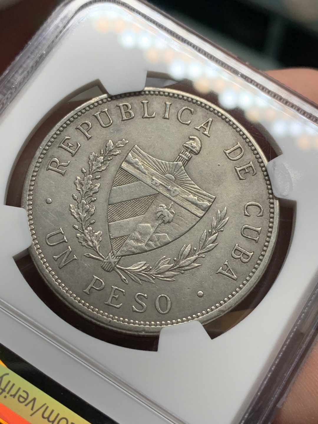 《竞宝斋》第106场-周日，周一 2场连拍（全场包邮） NGC-AUD 古巴 1915年 五星1比索大银币 相对高价的年份