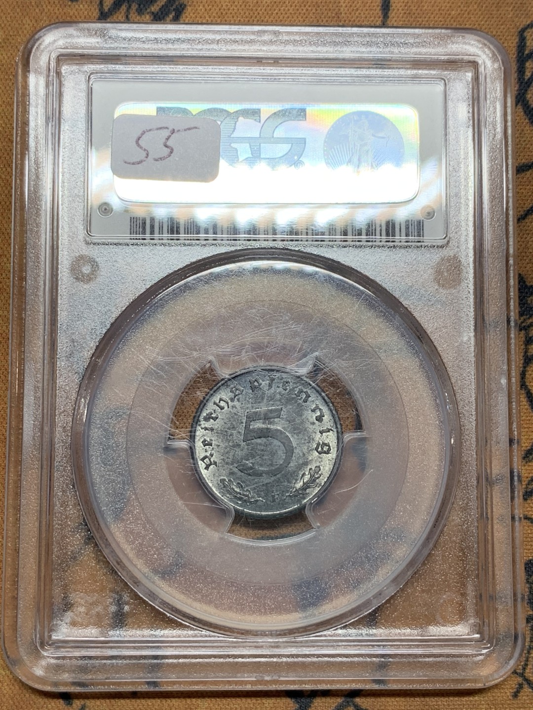 《竞宝斋》第106场-周日，周一 2场连拍（全场包邮） PCGS-MS63 德国第三帝国1940年5芬尼锌币，锌币不易保存，少见好品