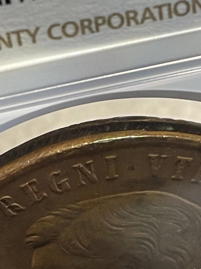 《竞宝斋》第106场-周日，周一 2场连拍（全场包邮） NGC-XF45 意大利那不勒斯1859年10托 少见弗朗西斯二世单年版 31.18g大铜 齿边压印向左 少见品种