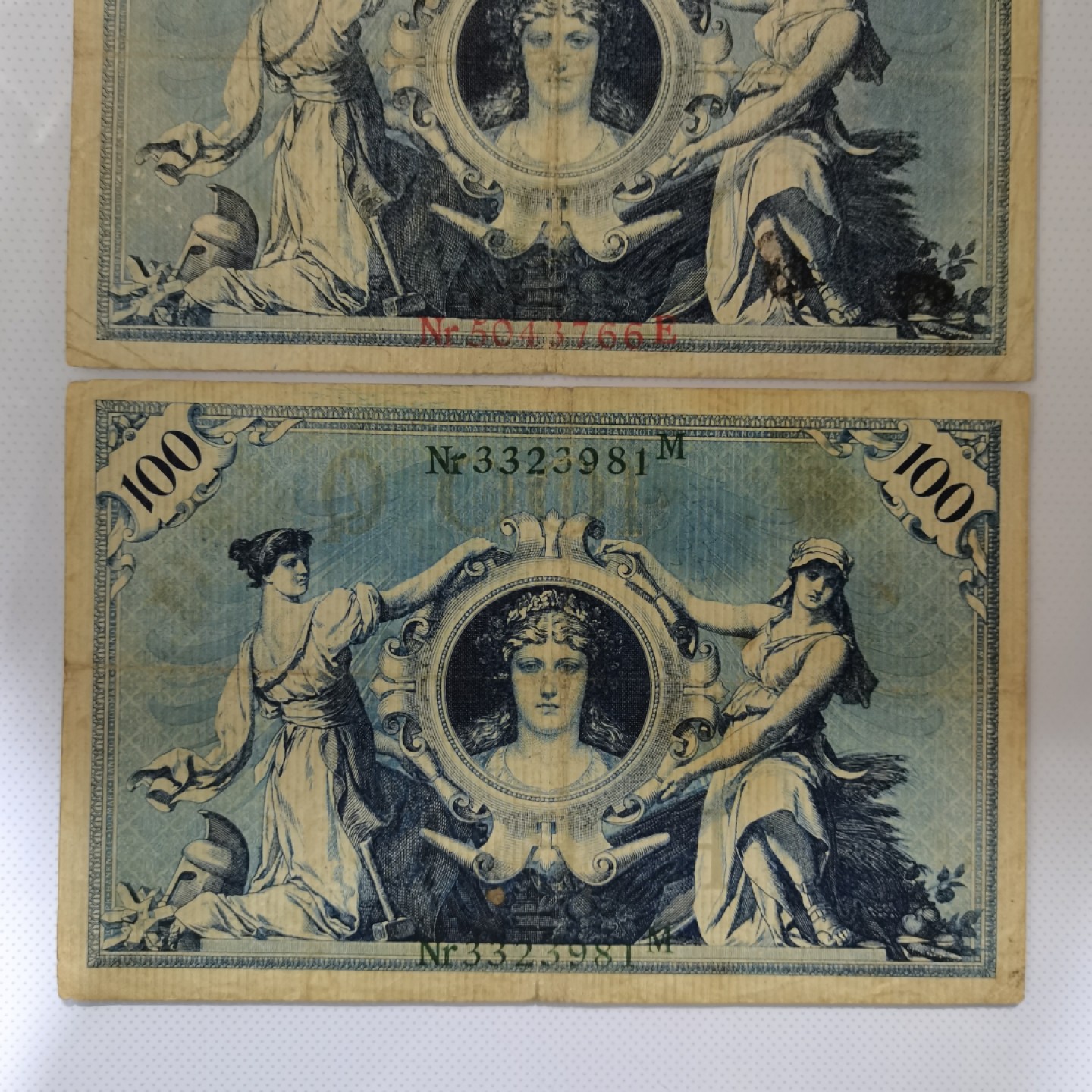 爱淘收藏麦稀奇专场首拍，包邮无押无佣金. 德国1908年100马克红码绿码两张一组