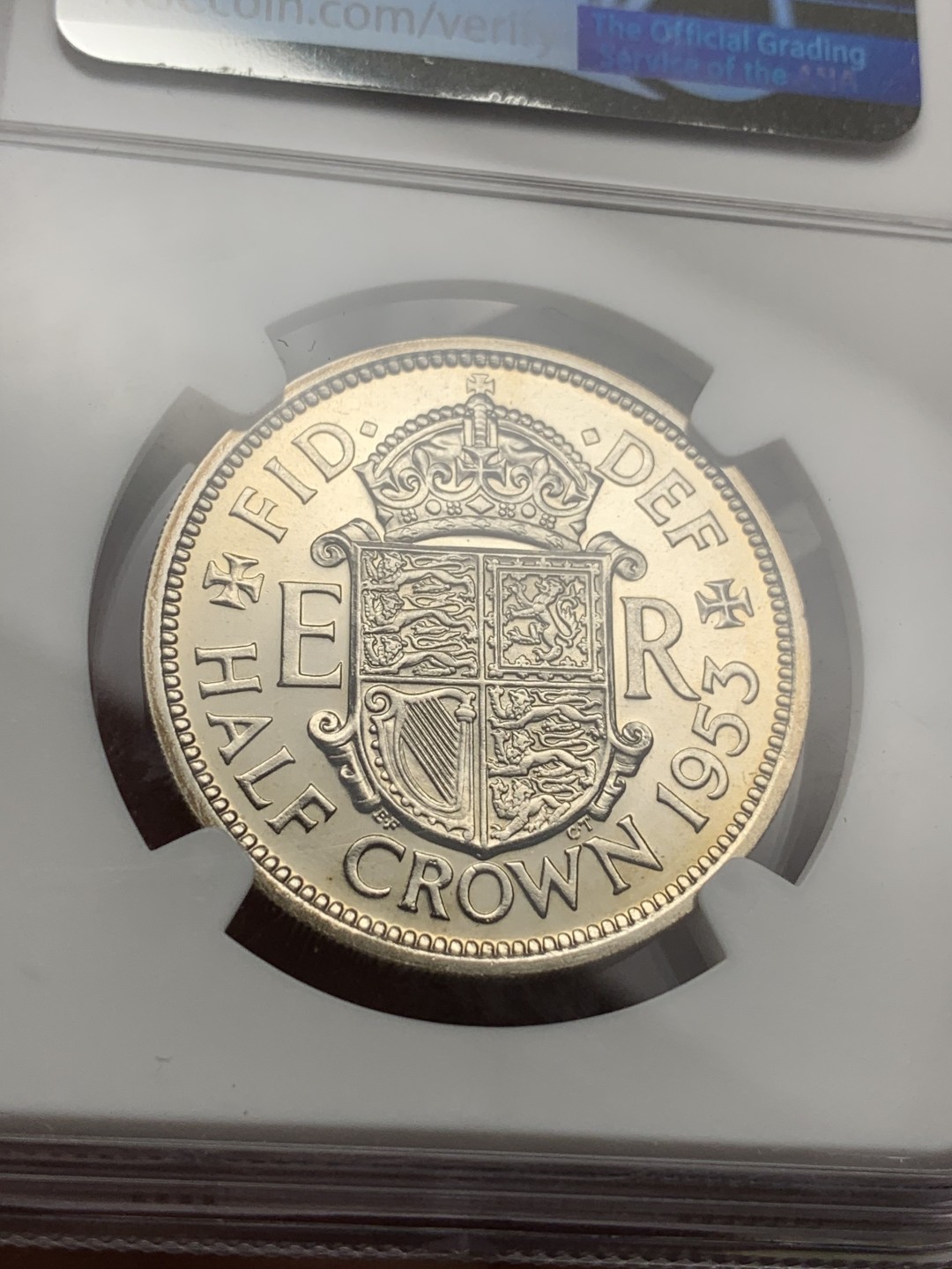 《竞宝斋》第106场-周日，周一 2场连拍（全场包邮） NGC PF64 1953年 伊丽莎白 登基首年 精制半克朗