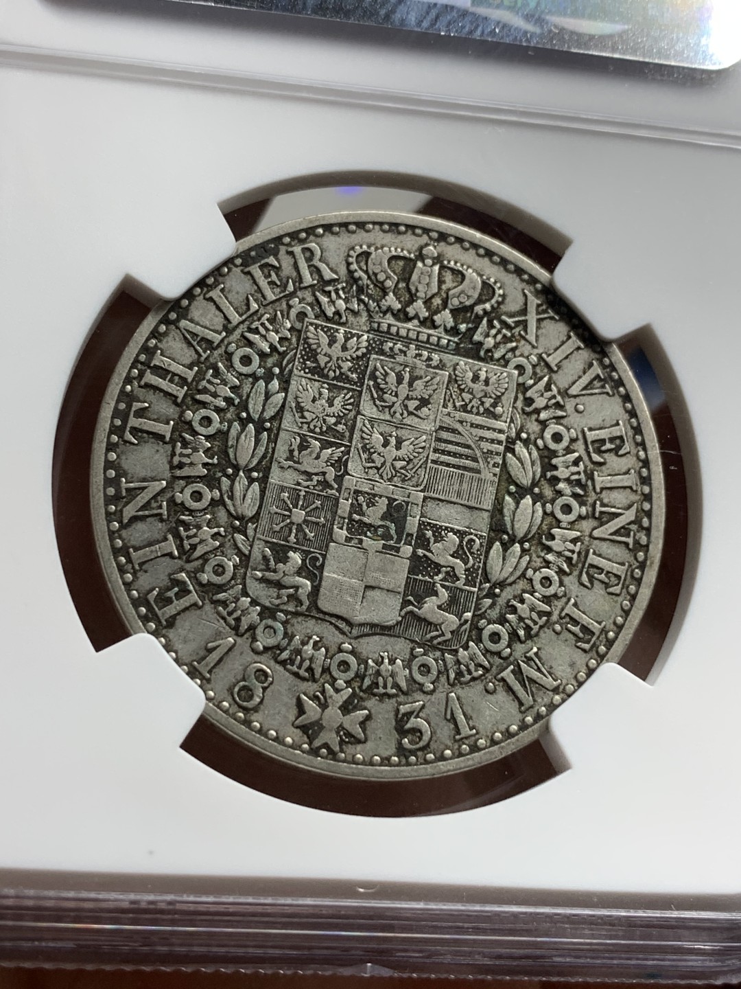 《竞宝斋》第106场-周日，周一 2场连拍（全场包邮） NGC-XF45 德国普鲁士 1831年 1泰勒银币 原味好品